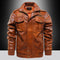 Chaqueta de Cuero para Hombre Cuello Alto Ajustada