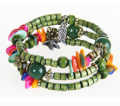 Pulsera de Madera Vintage con Cuentas Budistas y Detalles en Concha - Image 9