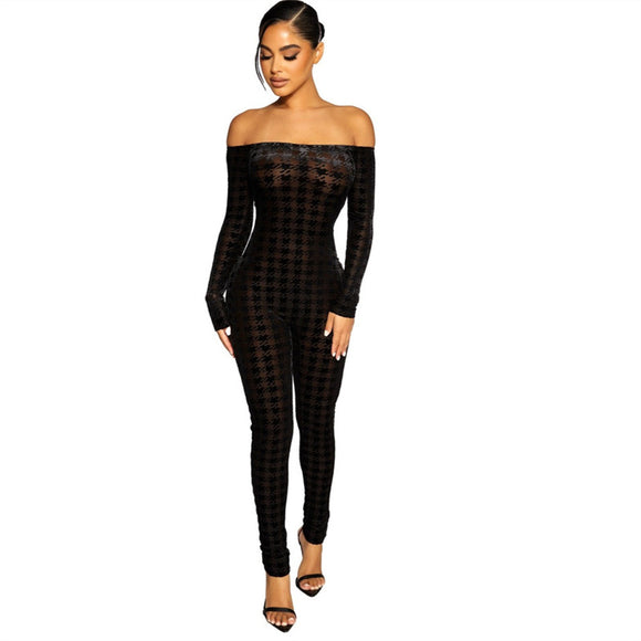 Jumpsuit Ajustado Asimétrico con Rayas y Hombro Descubierto