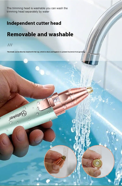 Two mint green and rose gold 2-in-1 electric eyebrow shaping devices with USB cables and packaging. - Image 12