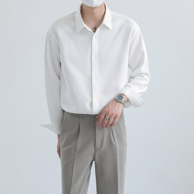 Camisa Suelta de Manga Larga Color Sólido para Hombre - Image 11