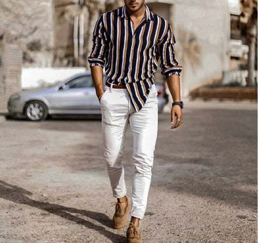Camisa de Manga Larga a Rayas para Hombre - Image 5