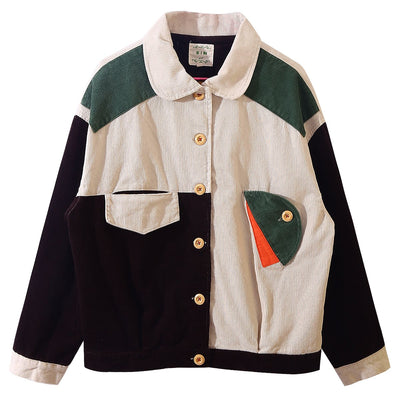 Chaqueta Corduroy Retro Japonesa con Cuello Muñeca y Costuras Contrastadas - Image 17
