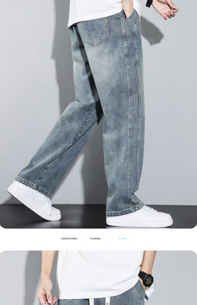 Pantalones Vaqueros Rectos Anchos para Hombre - Comodidad y Estilo Casual - Image 9