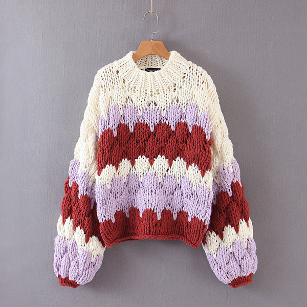 Suéter de Algodón Tejido a Mano, Oversized y Acogedor