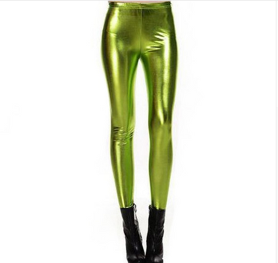Leggins de Cuero Brillante con Textura Metálica - Estilo Punk Nightclub - Image 6
