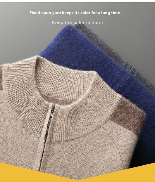 Cardigan de Cuello Alto Grueso con Cierre para Hombre - Suéter Deportivo de Cachemira - Image 25