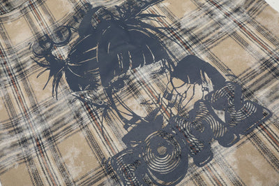 Camisa Cuadros Estilo Retro Americano con Estampado Vintage - Image 16