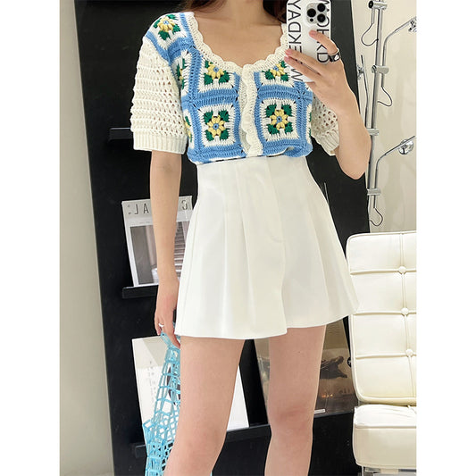 Shorts Palazzo de Cintura Alta con Pliegues para Mujer