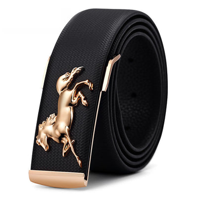 Cinturón de Cuero Premium para Hombre con Hebilla Dorada 3D Caballo - Image 12