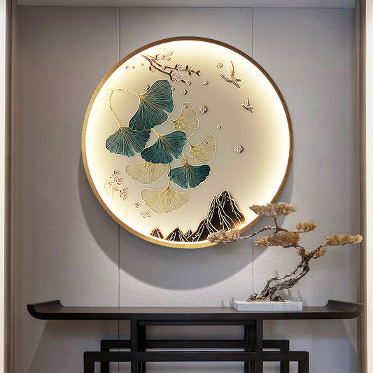 Lámpara Decorativa de Relieve 3D para Entrada con Mural de Paisaje Iluminado