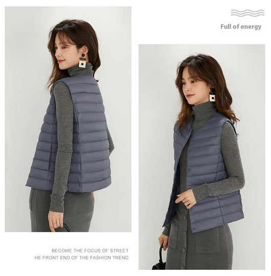 Chaleco Acolchado Ligero para Mujer - Cuello Redondo Cálido y Versátil - Image 26