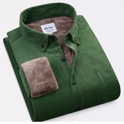 Camisa de Pana de Algodón Puro Cálida de Manga Larga para Hombre - Image 6