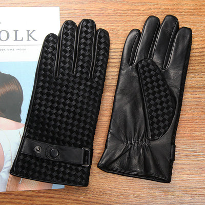 Guantes de Piel de Oveja Tejidos con Pantalla Táctil y Forro de Terciopelo para Hombre - Image 15