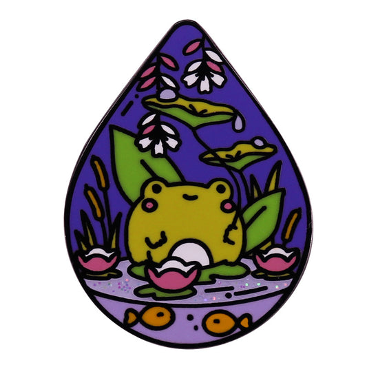 Broche Rana en Estanque - Contenedor de Cristal con Gota de Agua - Image 2