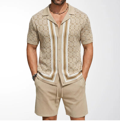 Traje Tejido Jacquard Geométrico con Cuello Cubano para Hombre - Image 8