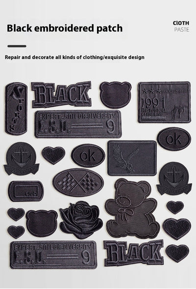 Parches Adhesivos para Ropa - Reparación sin Costura con Patrón de Bordado Negro - Image 26