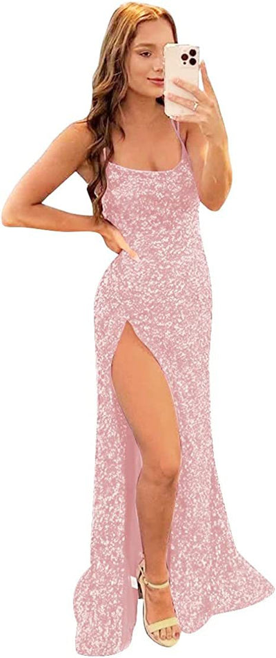 Vestido de Noche Largo con Lentejuelas y Abertura Elegante - Image 6