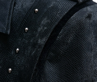 Chaqueta de Cuero Corta con Remaches y Bordado - Image 20