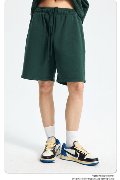Shorts Deportivos de Algodón Puro Teñidos con Patrón Vintage Lavado - Image 64