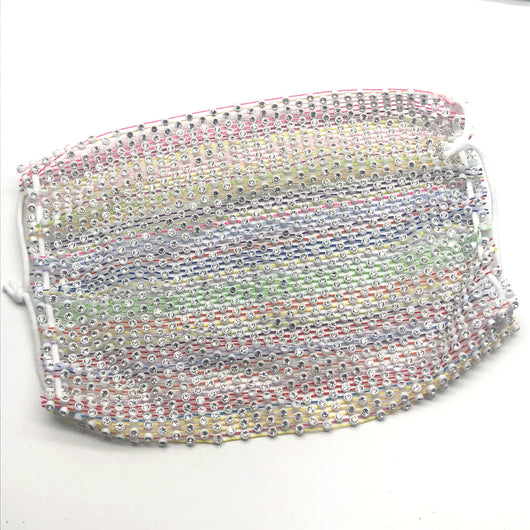 Close-up of a blue mesh fabric adorned with numerous small, clear rhinestones, creating a sparkling texture. - Image 61