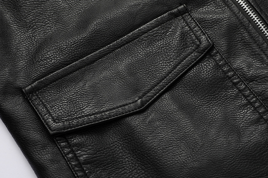 Chaqueta de Cuero para Hombre con Bordado en Solapa - Image 13