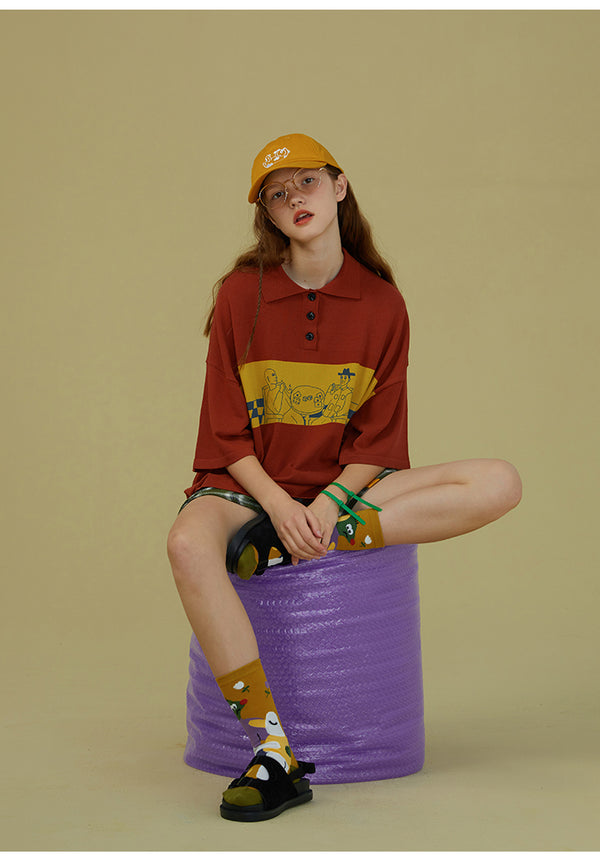 Camiseta Retro Colorblock para Niña - Estilo Vintage