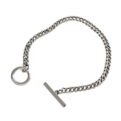 Pulsera Cadena Geométrica Retro con Anillo - Accesorios de Plata Moderna - Image 7