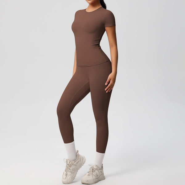 Conjunto Deportivo Mujer: Playera y Pantalón Yoga Cintura Alta