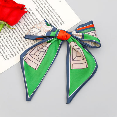 Clip Primavera para Coleta con Moño de Tela Estampada - Accesorio para Cabello Elegante - Image 6