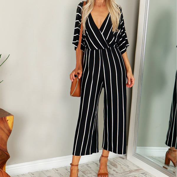 Jumpsuit de Piernas Anchas con Rayas