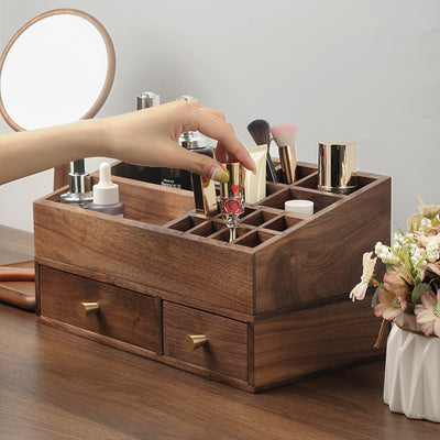 Organizador de Maquillaje en Madera Maciza con Cajones para Brochas y Cosméticos - Image 7