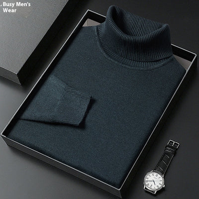 Suéter Cuello Alto para Hombre - Abrigo Básico Invierno Colores Sólidos - Image 28
