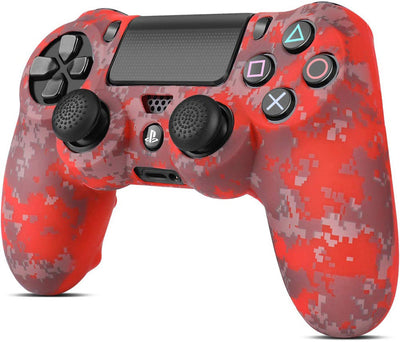 Blue silicone protective sleeve for PS4 Slim Pro controller with a vibrant graphic pattern of skulls and skeletons. - Image 32