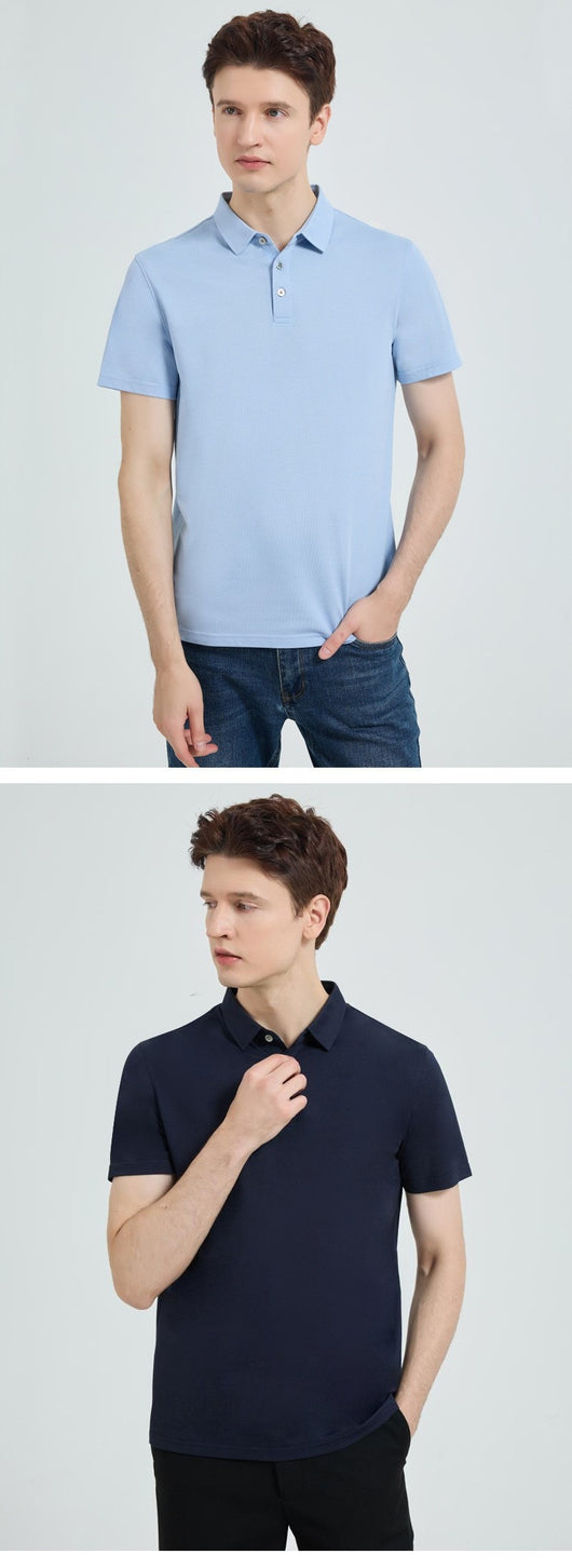 Polo de Seda Morera para Hombre - Camiseta Casual de Manga Corta - Image 14
