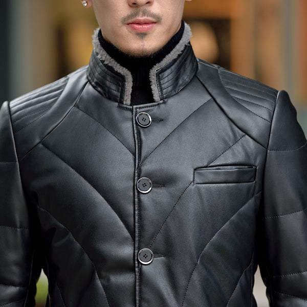 Chaqueta de Cuero y Plumón para Hombre Haining