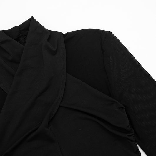 Blusa Cuello Redondo con Malla Fruncida y Detalles Cruzados - Image 17