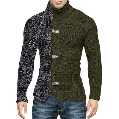 Cardigan de Punto con Bloques de Color y Botones en Cuero - Image 10