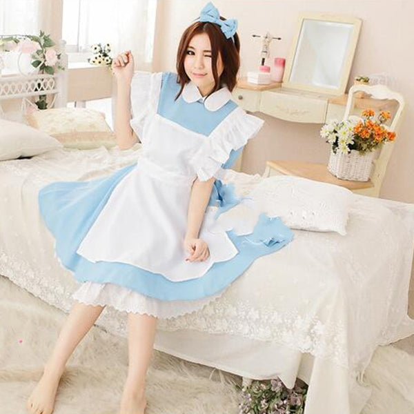 Disfraz de Sirvienta Anime Azul Agua - Traje COS de Rendimiento
