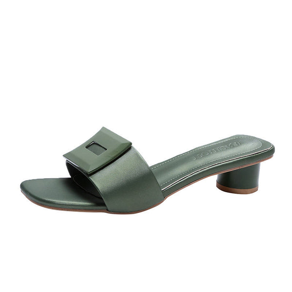 Sandalias con Hebilla Cuadrada Gruesa Versátil