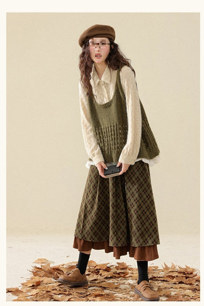 Falda de Invierno Verde Vintage para Mujer - Diseño Elegante y Moderno - Image 12
