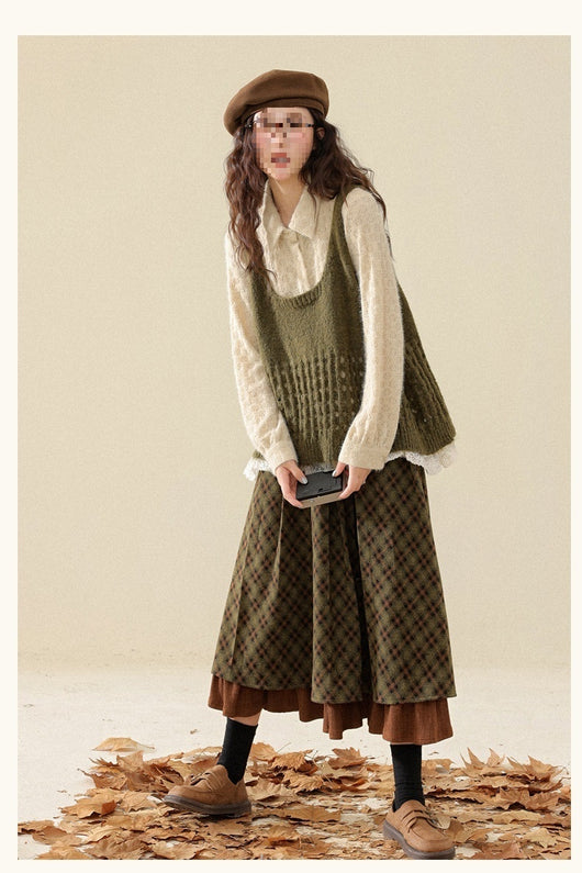 Falda de Invierno Verde Vintage para Mujer - Diseño Elegante y Moderno - Image 12