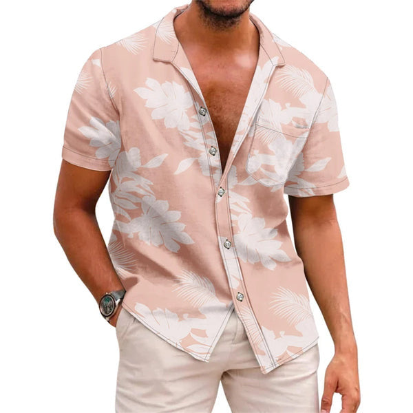 Camisa Hawaiana Estampada de Manga Corta para Hombre