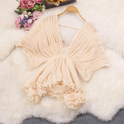 Blusa Elegante de Chifón con Mangas Onduladas y Escote en V - Image 4