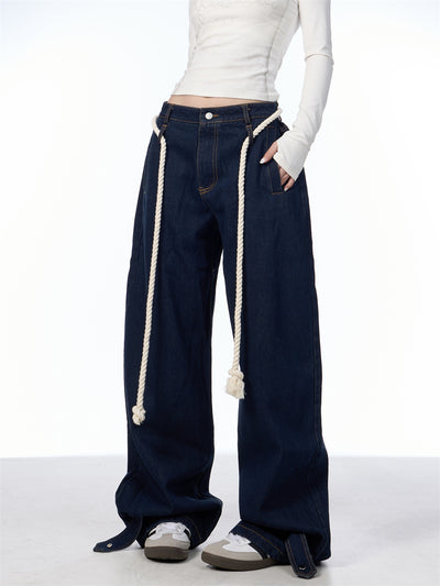Jeans Negros Lavados Rectos Ancho con Costuras Blancas - Image 13