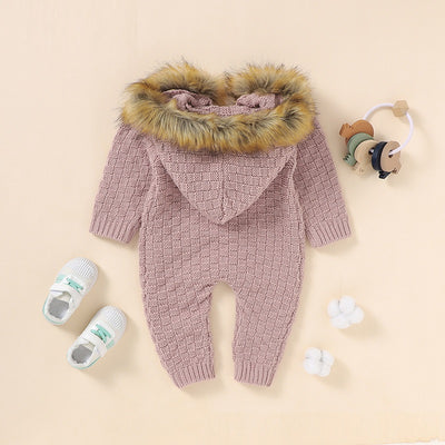 Jumpsuit Otoño con Capucha y Cuello de Pelaje - Tejido Acogedor para Mujer - Image 10