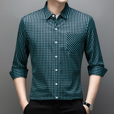 Camisa de Cuadros Manga Larga para Hombre - Primavera y Otoño - Image 3