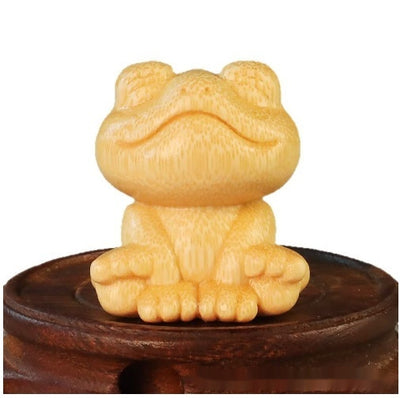 Ornamento de Rana Sonriente en Talla de Bambú Macizo - Image 9