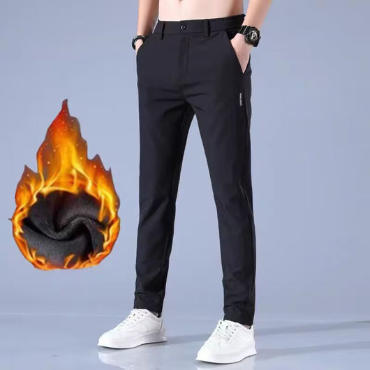 Pantalones Casuales Elásticos para Hombre con Forro Polar y Tela Ice Silk - Image 2