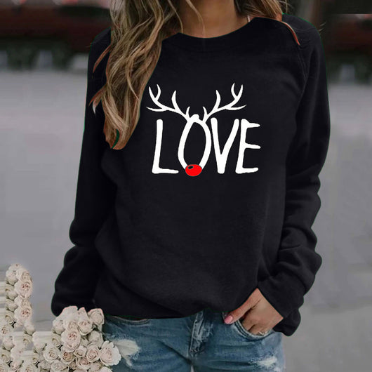 Suéter Navideño Estampado Cuello Redondo Manga Larga para Mujer - Image 5